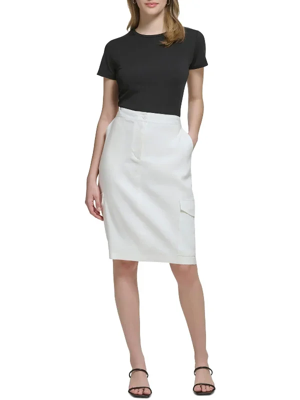 womens-linen-knee-length-midi-skirt