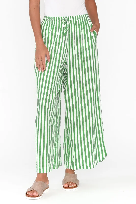 Yuri Green Stripe Cotton Blend Pants