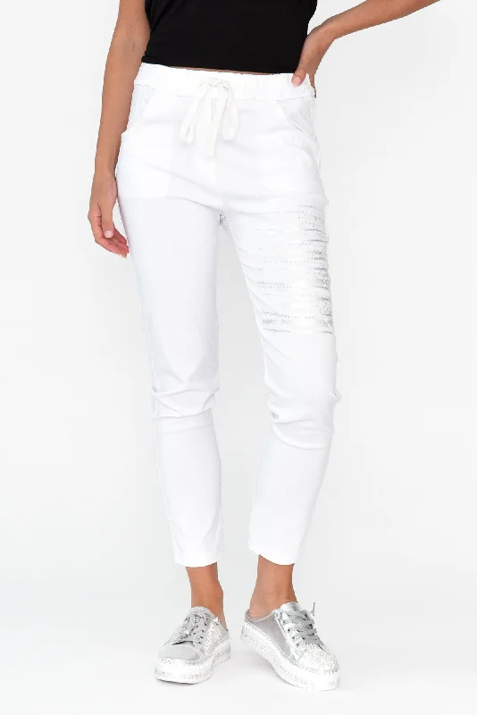 Zachary White Foil Stretch Pants